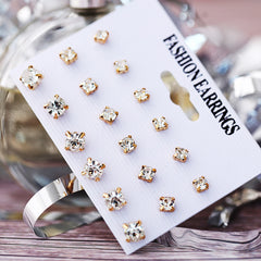 Faux Pearl Zircon Stud Earrings Women Party Daily Decor Gift