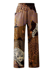 Leopard Print High Rise Wide Leg Pants