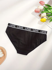 7 Pack Plus Size Sporty Panties Set Women's Plus Contrast Letter Tape