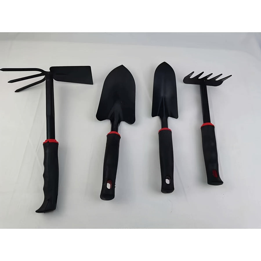 4pcs Garden Shovel & Rake Tool Set Dual purpose Hook Wide & Narrow Iron Shovel