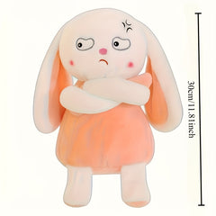 Ultra Soft Angry Rabbit Plush Toy and Pink Stuffed Bunny with Expressive Eyes