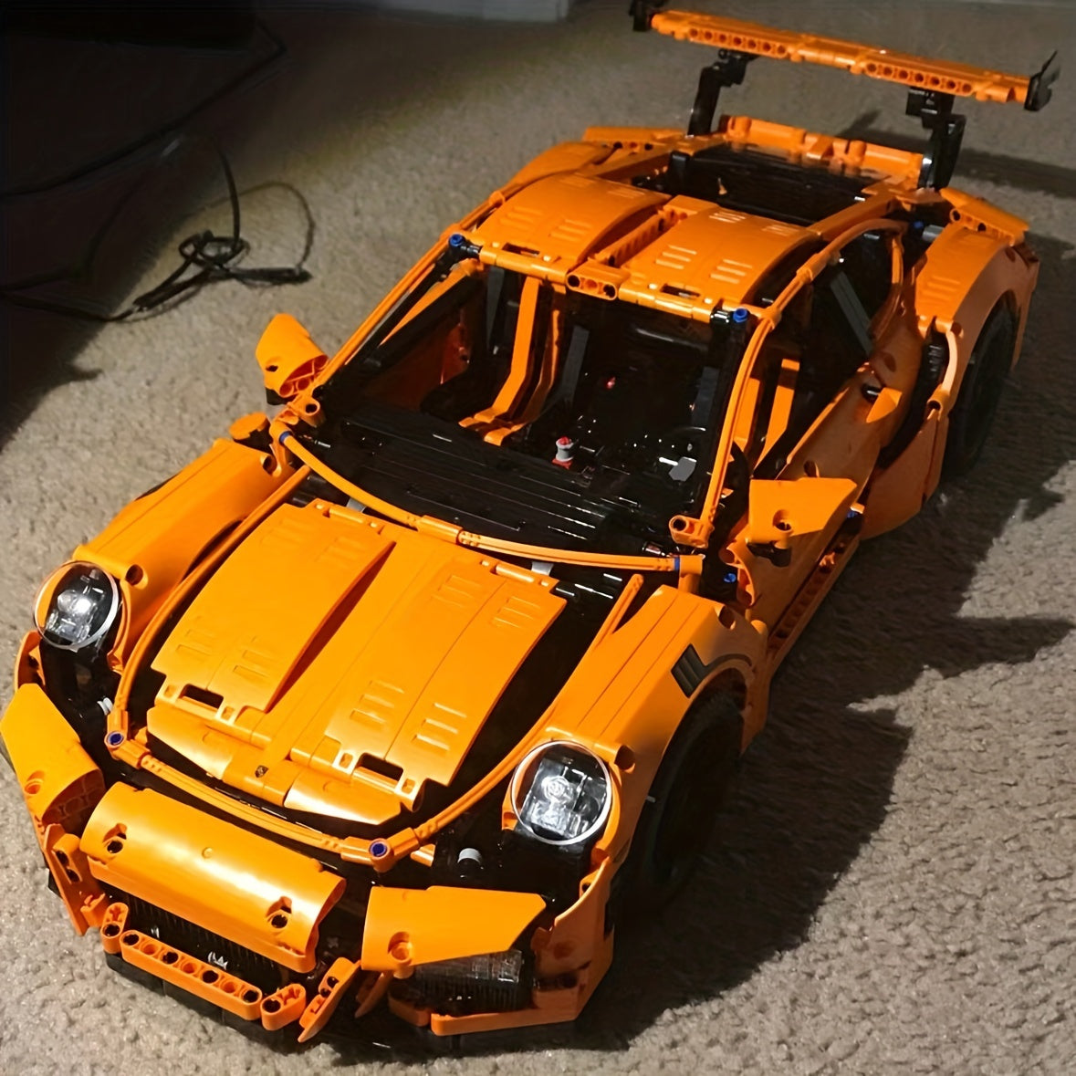 2704pcs Orange Racing Car 1 8 High Difficulty Puzzle Assembly Toy For Boy Gift