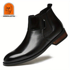 Men's Stacked Heel Chelsea Boots Casual Walking Shoes Elevator Shoes