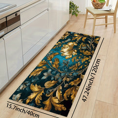 Retro Floral Area Rug Machine Washable Mat for Living Room