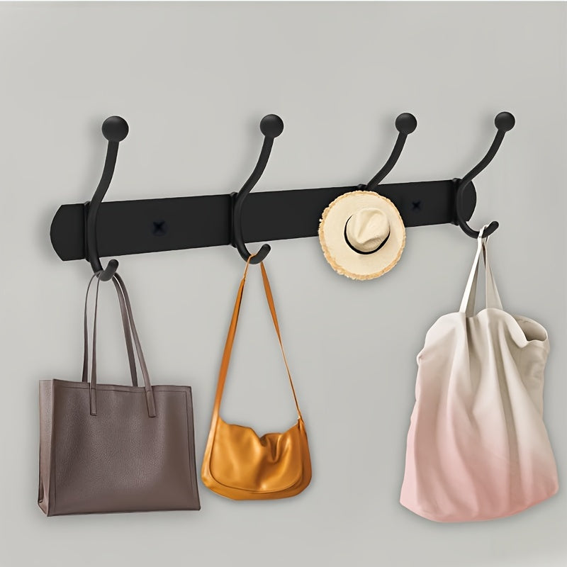 3pcs Stainless Steel Wall Mounted Coat And Hat Rack, 4 Hooks, Easy Installation
