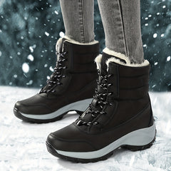 Women's Platform Snow Boots Lace Up Plush Lined Outdoor Boots