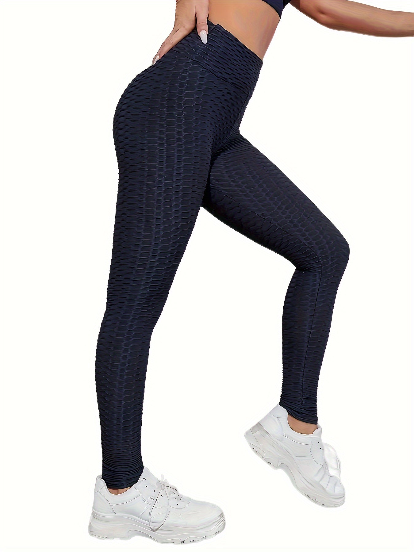 High Waist Honeycomb Yoga Leggings Slimming Workout Activewear