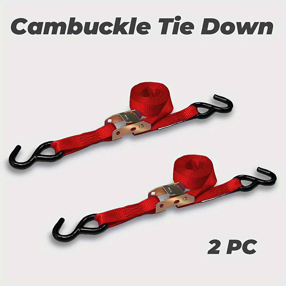 2pcs 1inx3M Cambuckle Tie Down w/ Coated S Hook for Luggage, Motorcycle