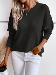 Women's Solid Crew Neck Pullover Sweater for Fall & Winter