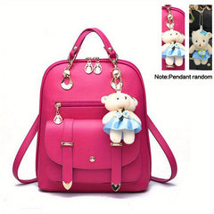 Zipper Around Backpack PU Leather Daypack Women's Convertible Shoulder Bag