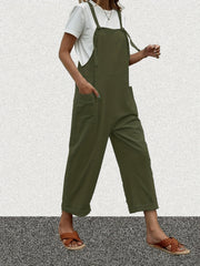  Casual Overalls Women's Plus Solid Knot Wide Leg Jumpsuit