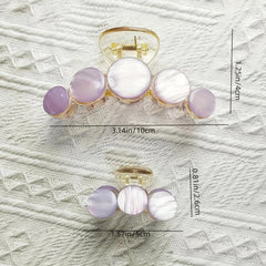 2pcs Sweet Purple Hair Claw Nonslip Shark Claw Style Hair Claw For Women Girls
