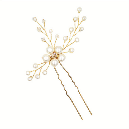 Faux Pearl Alloy Hairpin U shaped Hair Pin Head Jewelry Bridal Hair Accessories