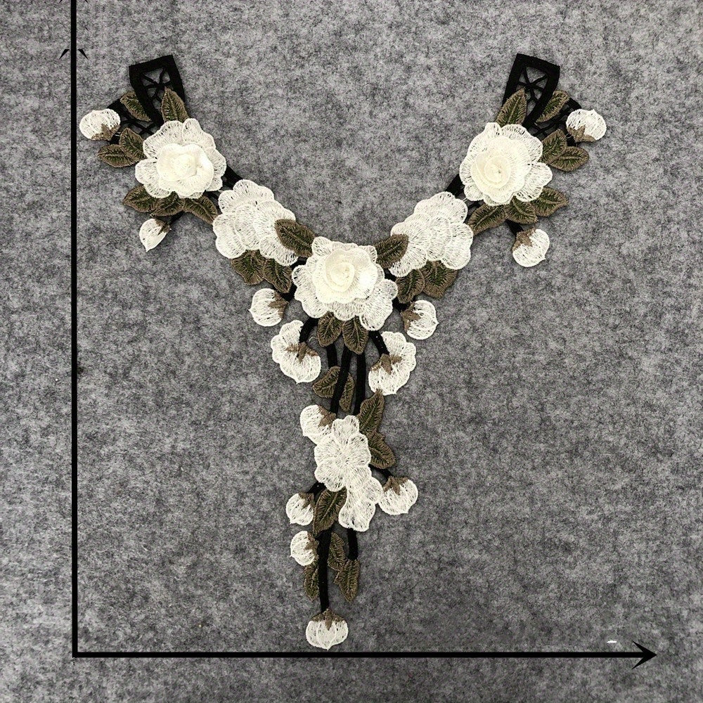 1pc Floral Lace Neckline Collar Trim Applique Embroidery