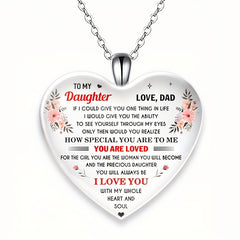 Heart shaped Pendant Crystal Necklace Gift for Daughter