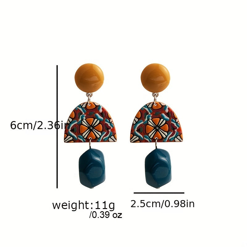 Yellow Contrast Acrylic Earrings Geometric Baroque Style Long Earrings