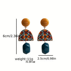 Yellow Contrast Acrylic Earrings Geometric Baroque Style Long Earrings