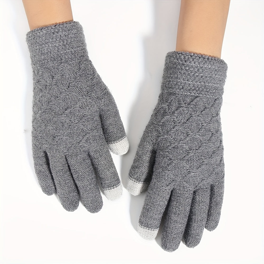 Winter Double Layer Velvet Thickened Gloves Touch Screen Full Finger Gloves