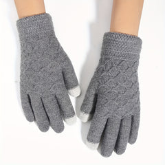Winter Double Layer Velvet Thickened Gloves Touch Screen Full Finger Gloves