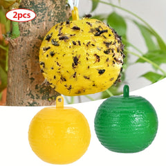 2pcs Reusable Pumpkin Shape Fly Trap Hanging Tree Fruit Fly Catcher Sticky Trap