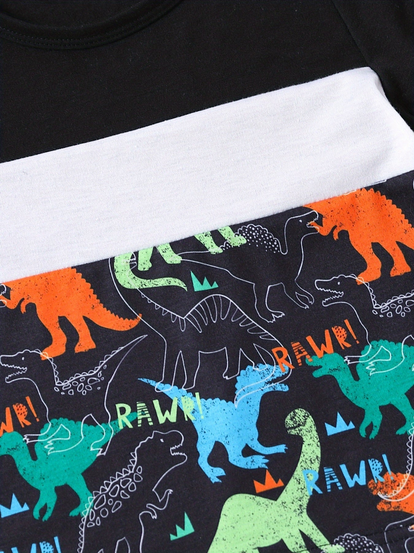 Toddler Boys Letter Dinosaur Print Tee Track Shorts Set
