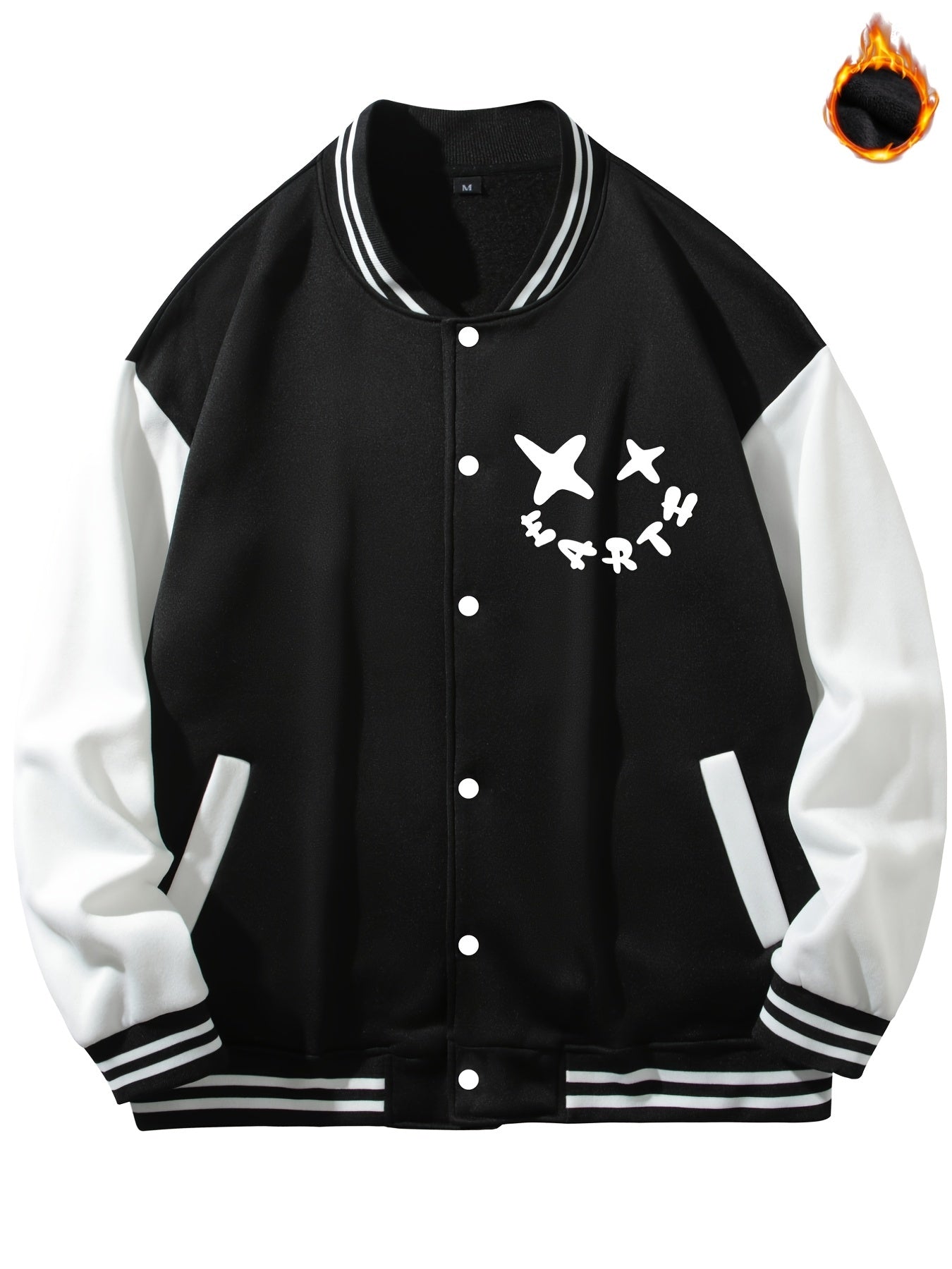 Men's Fleece Varsity Jacket Thermal Outerwear Fall