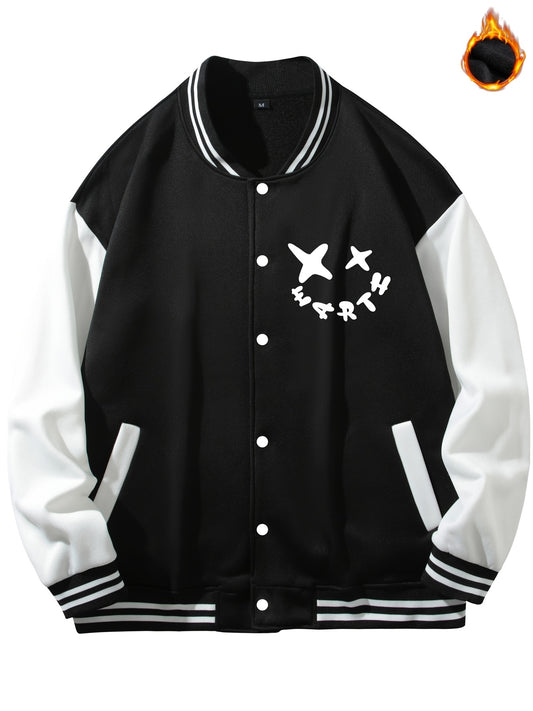 Men's Fleece Varsity Jacket Thermal Outerwear Fall