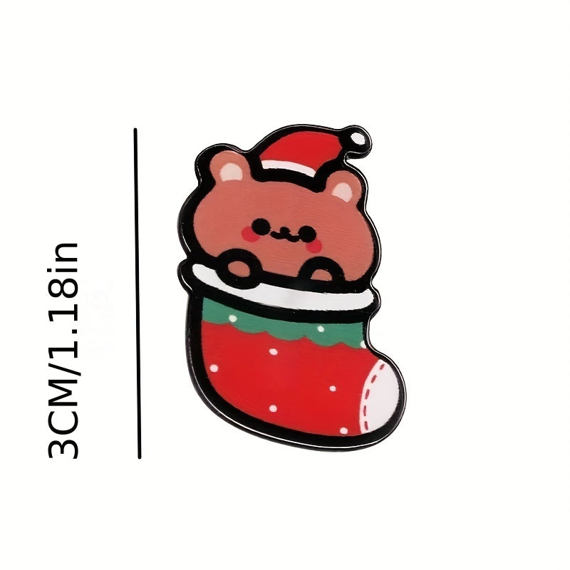 8pc Cartoon Christmas Brooches For Girls