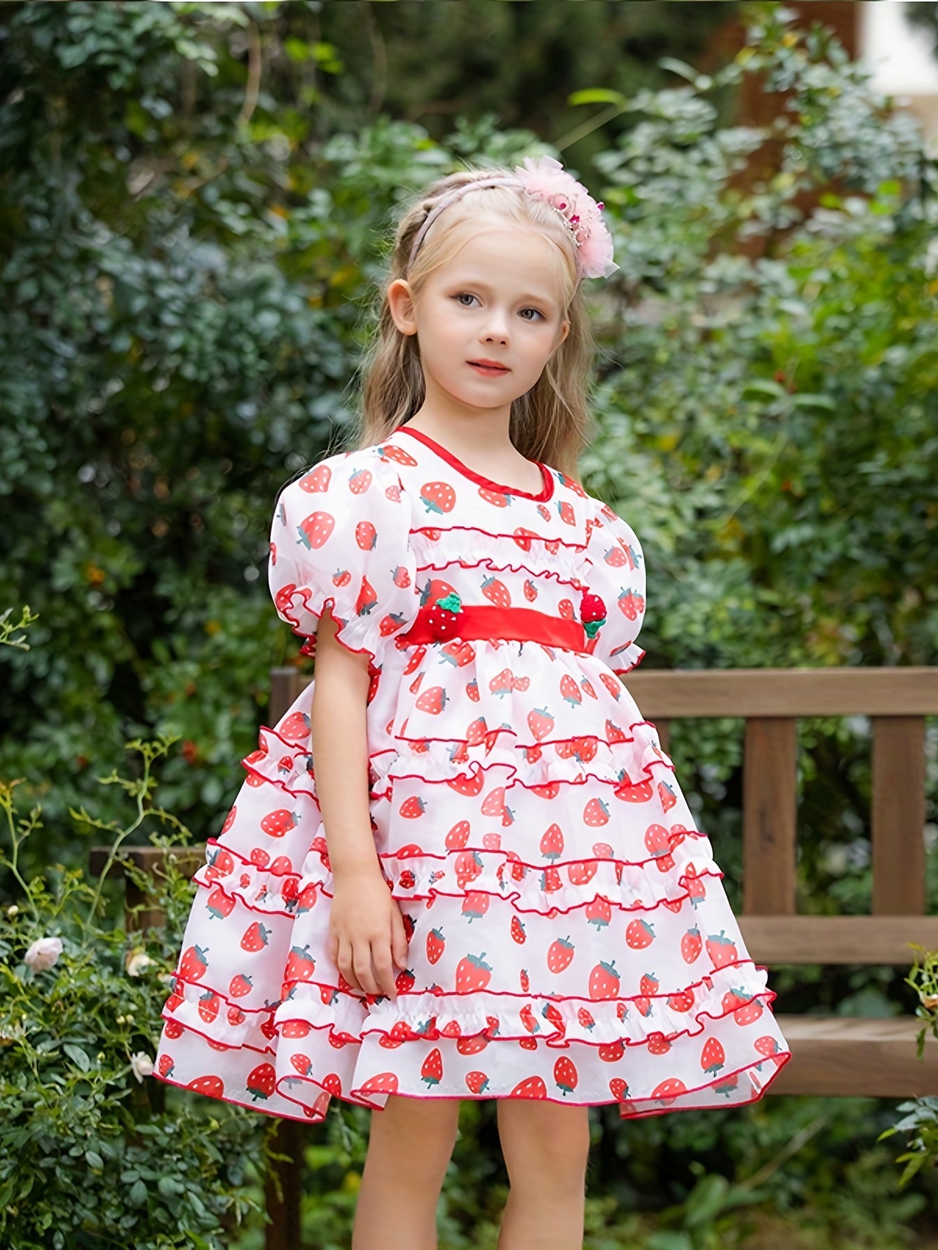 Girls Strawberry Princess Tutu Dress Party Beach Outfit