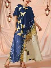  Glitter Butterfly Print Maxi Dress