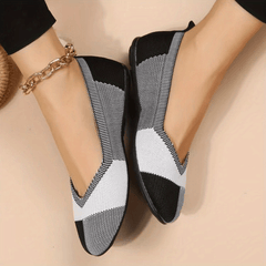 Colorblock Knit Ballet Flats Soft Sole Walking Shoes