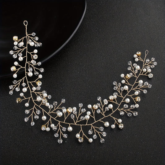 Crystal Rhinestone Beads Headpiece Hairband Bridal Jewelry