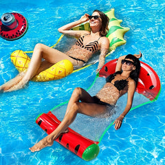 Inflatable Water Hammock Floating Pool Lounge Chair with Air Pump