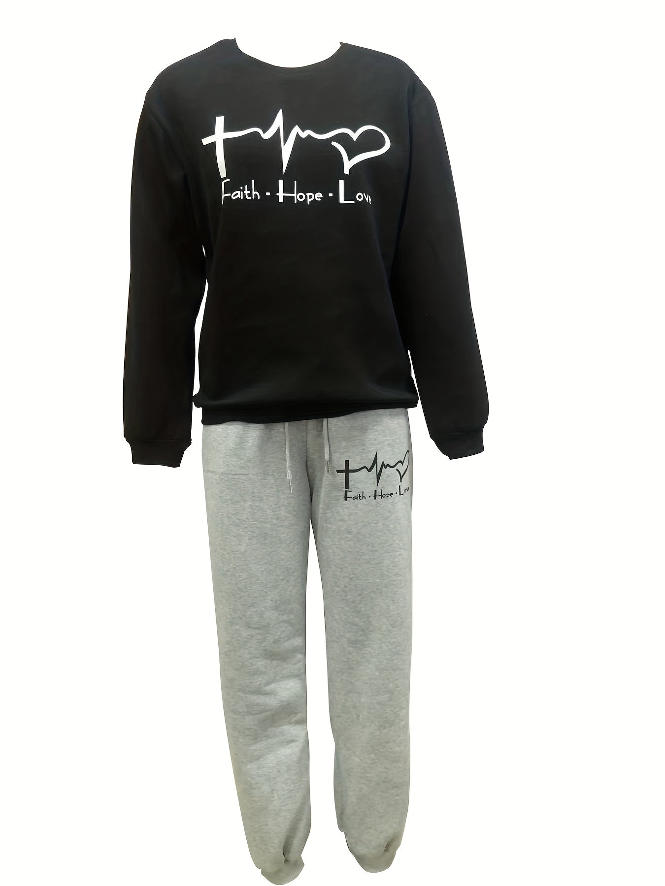 Casual Long Sleeve Sweatshirt & Joggers Pants Set