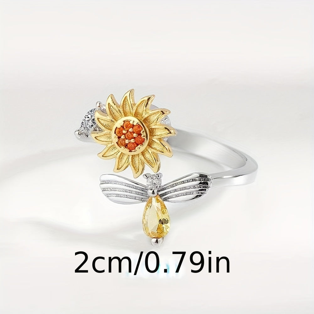 Sunflower Rotating Ring for Women - Stress & Anxiety Relief