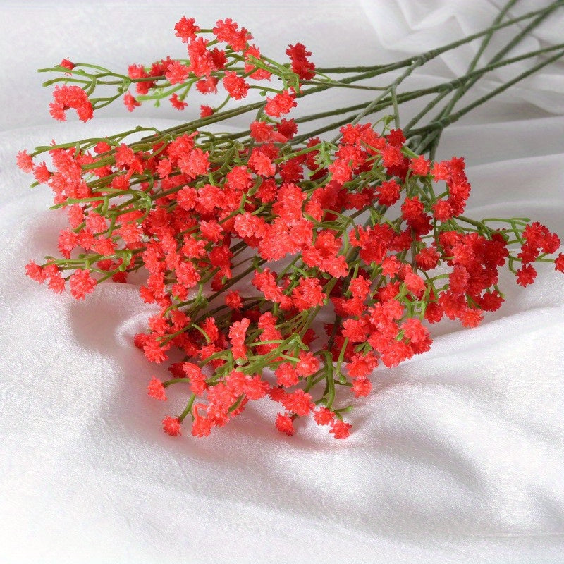 5pcs Simulation Gypsophila Wedding Bouquet Soft Glue Three Forks Plastic Flower