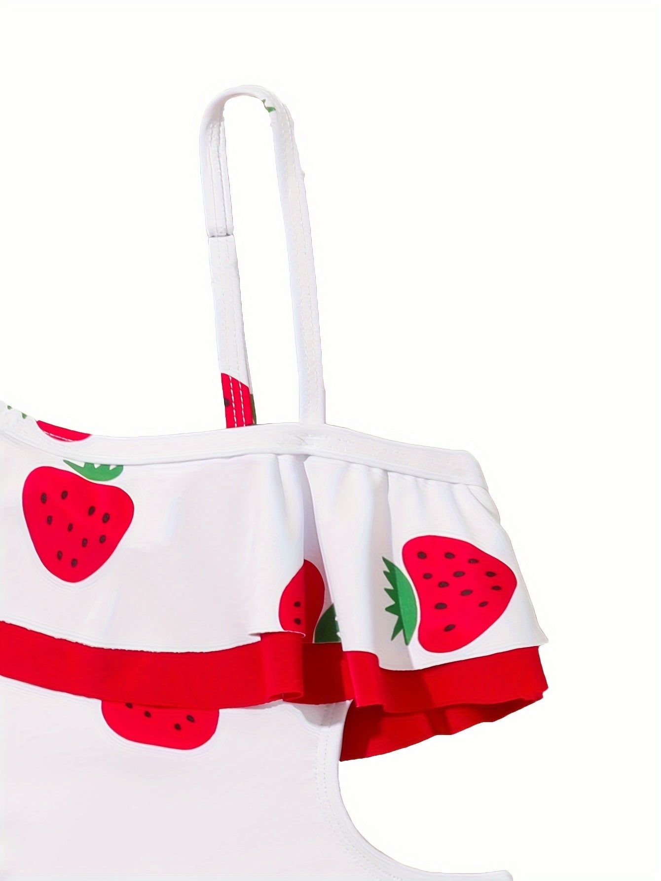 Toddler Girls Strawberry Graphic Ruffle Trim Swimsuit