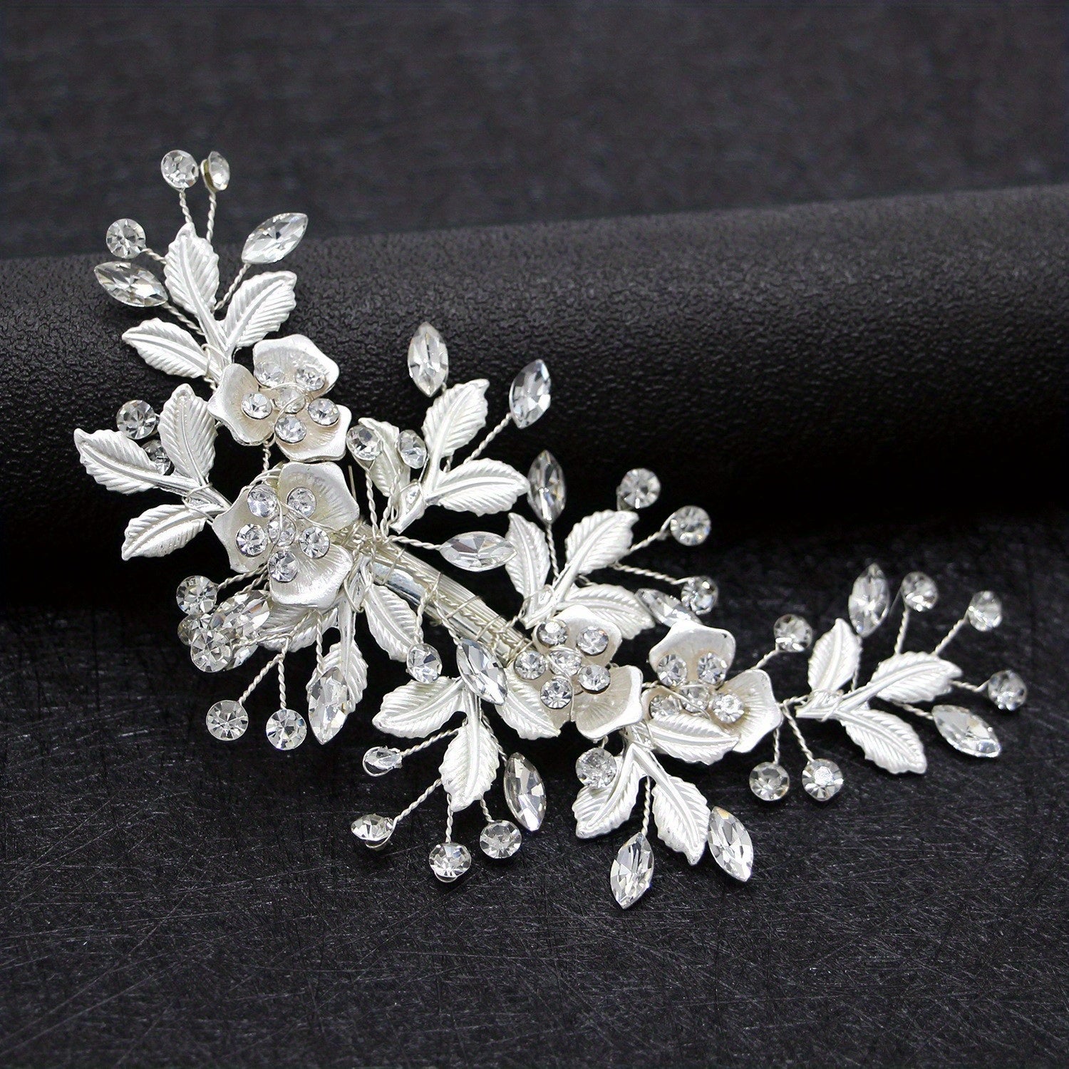 Metal Flower Barrette Rhinestone Hair Clip Wedding Bridal Hair Accessories