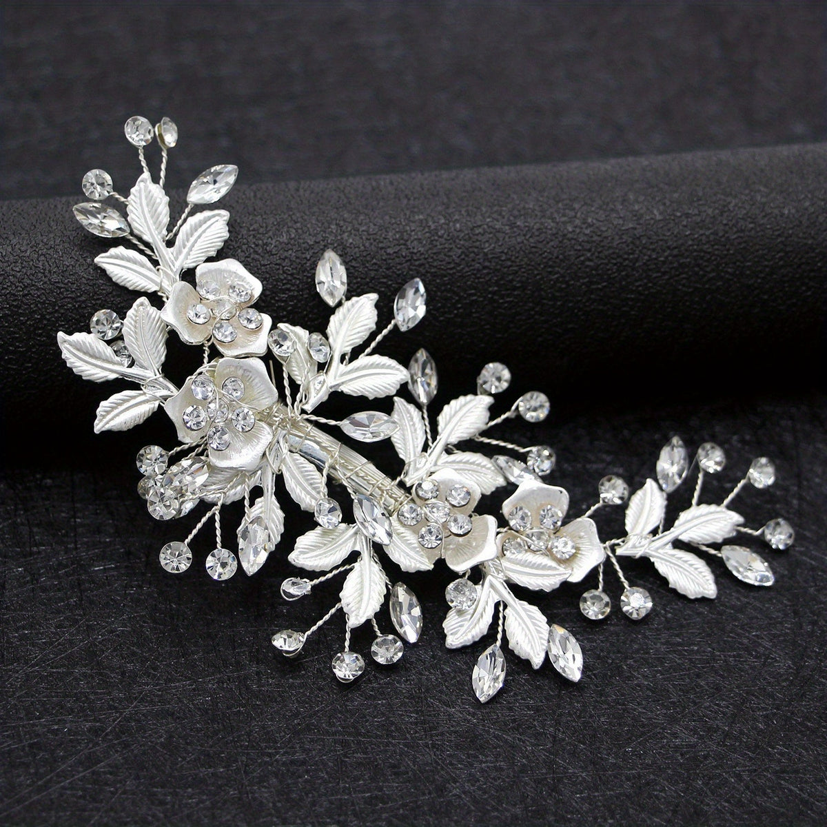 Metal Flower Barrette Rhinestone Hair Clip Wedding Bridal Hair Accessories