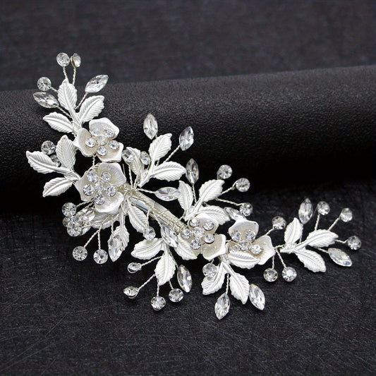 Metal Flower Barrette Rhinestone Hair Clip Wedding Bridal Hair Accessories