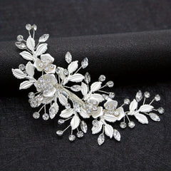 Metal Flower Barrette Rhinestone Hair Clip Wedding Bridal Hair Accessories