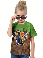 Kids Graphic Game Man T-shirt Short Sleeve Sports Summer Gift 4-14y