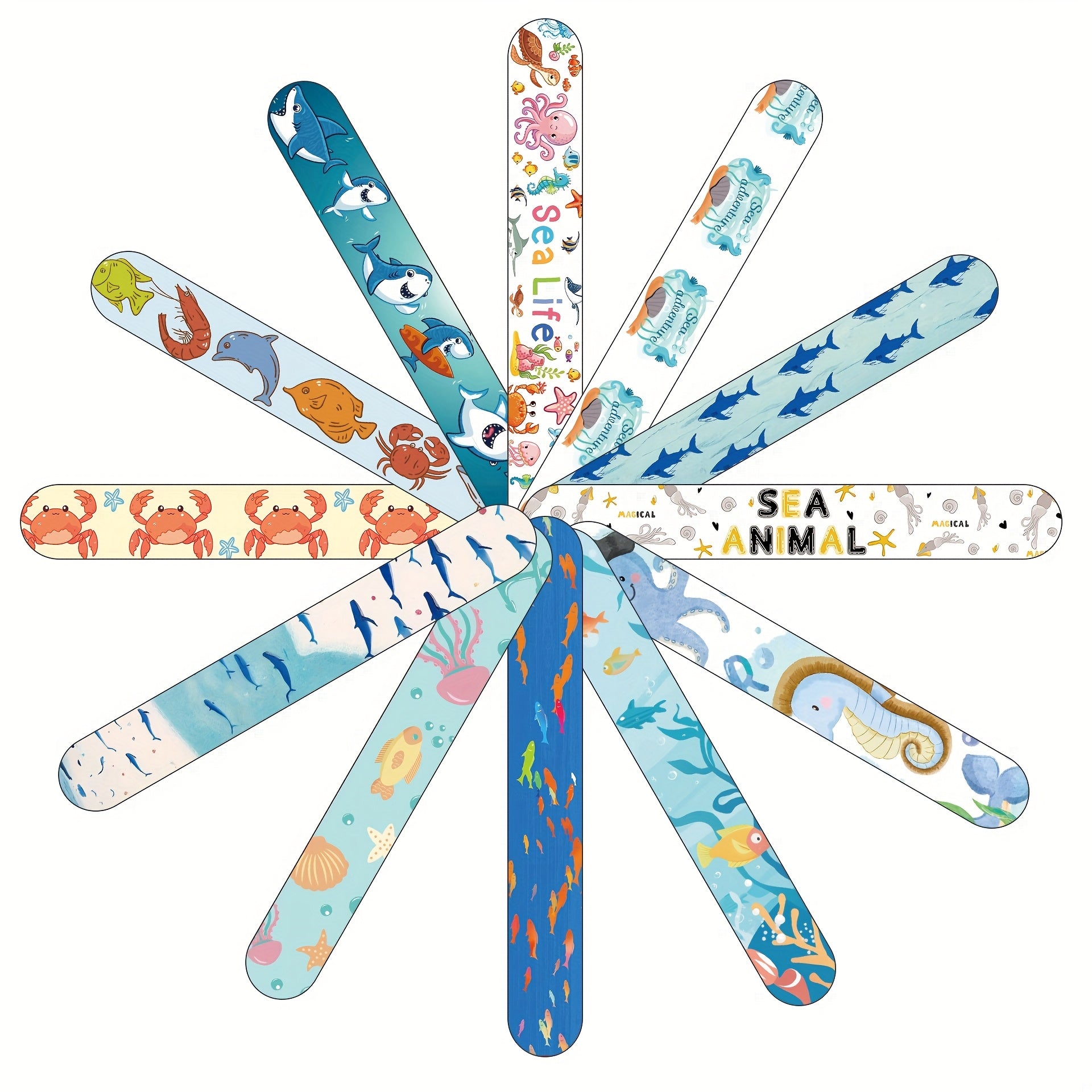 12pcs Ocean Sea Animals Slap Bracelets Birthday Supplies