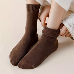 Women's Winter Mid Tube Socks Solid 4 Pairs Warm & Comfy Stockings