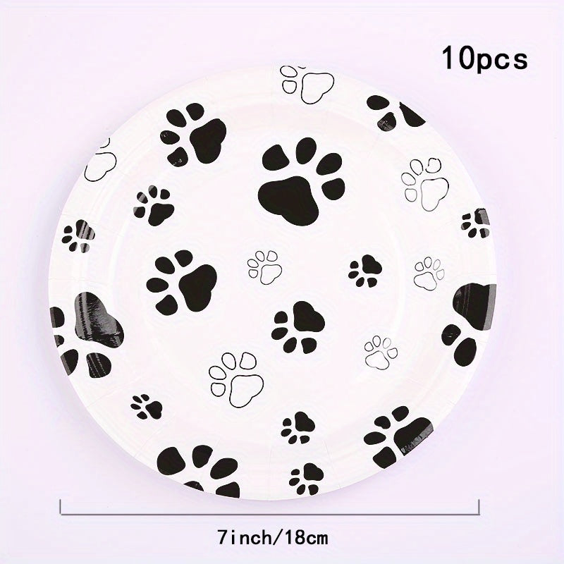 10pcs Dog Paw Paper Dinnerware Set - Party Decoration