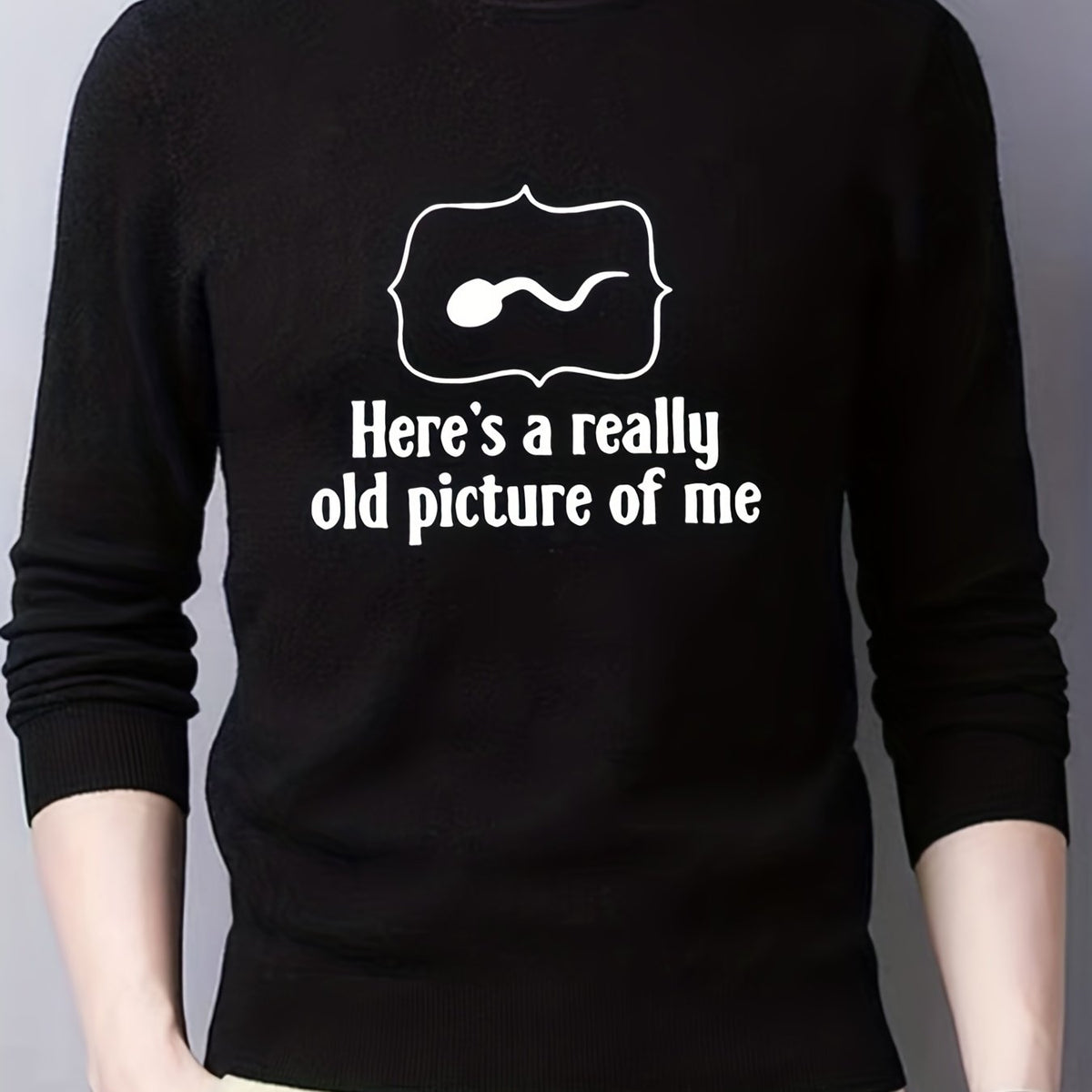Funny Sperm Print Knitted Sweater Men's Casual Warm Mid Stretch Pullover