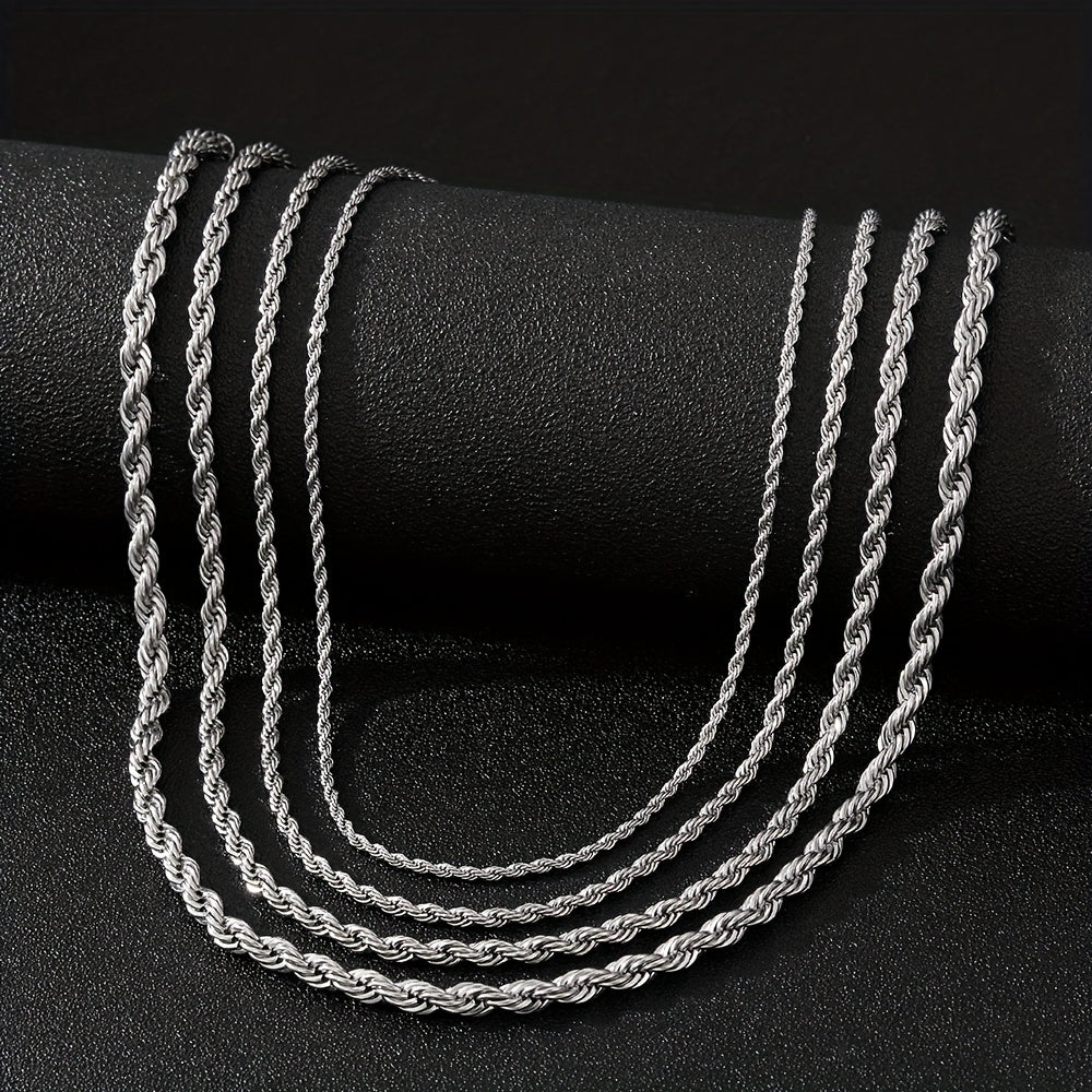 Stainless Steel Twist Chain Necklace Unisex Neck Jewelry
