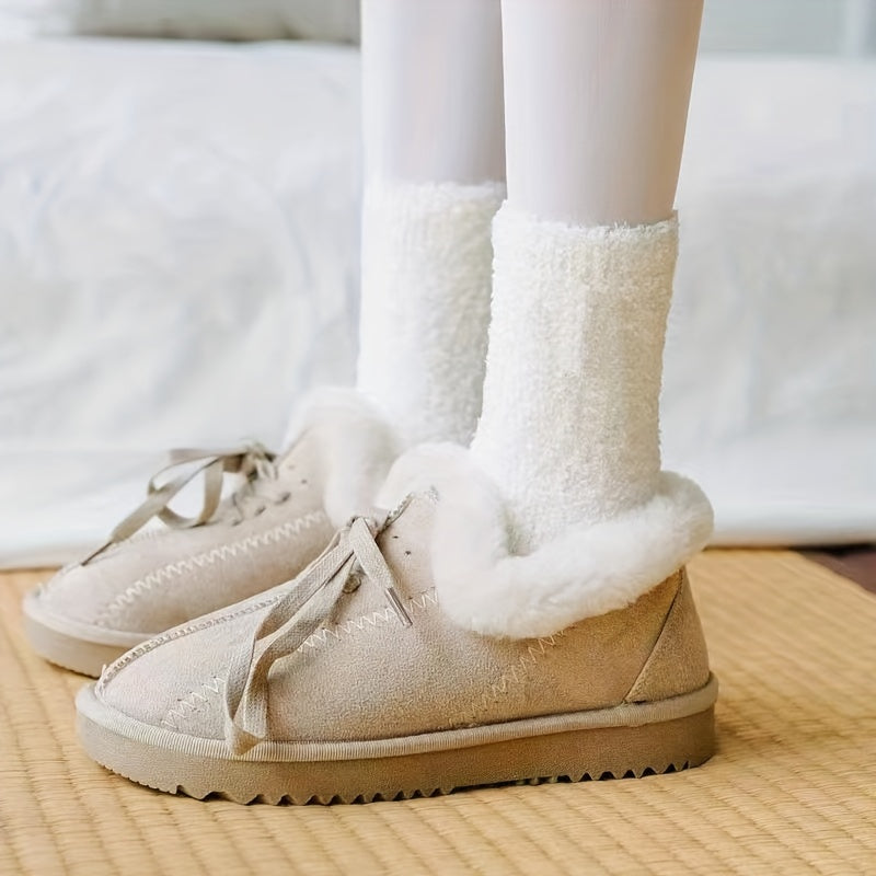 5 Pairs Kids Teenagers Coral Fleece Warm Crew Socks