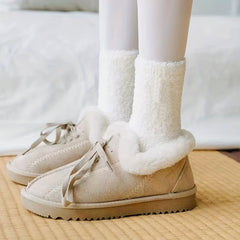 5 Pairs Kids Teenagers Coral Fleece Warm Crew Socks