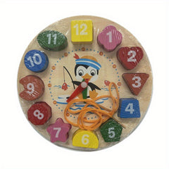 Shape Sorting Clock Teaching Time Number Blocks Puzzle Montessori Toy